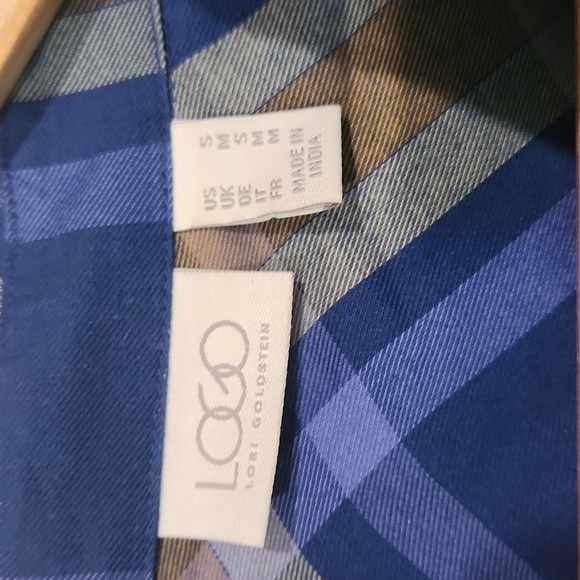 Logo‎ Plaid Button-Up Shirt with Lace Hem - Picture 3 of 5